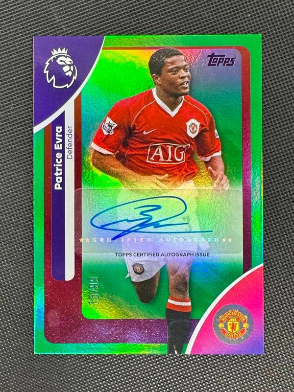 Patrice Evra /99 Auto Topps Premier League 2025/26 Base Auto Variation Green Refractor #AC-PE