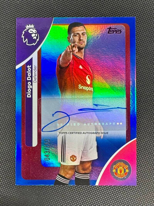 Diogo Dalot /150 Auto Topps Premier League 2025/26 Base Auto Variation Blue Refractor #AC-DD