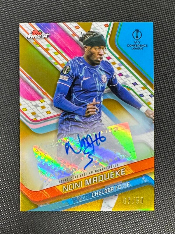 Noni Madueke /50 Auto Topps Finest UEFA Club Competitions 2024/25 Base Autographs Gold #BA-NN