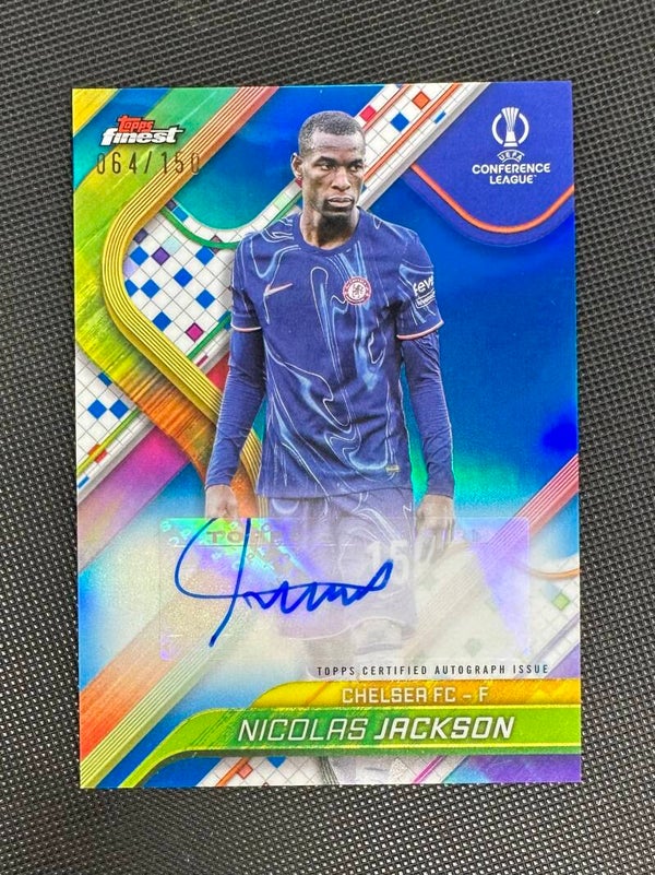 Nicolas Jackson /150 Auto Topps Finest UEFA Club Competitions 2024/25 Base Autographs Blue #BA-NJ