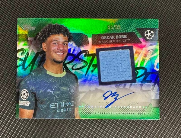 Oscar Bob /99 Auto-Patch-Worn Topps UEFA Club Copmetitions 2025/26 Superstar Autograph Relics Green #TSAR-OB