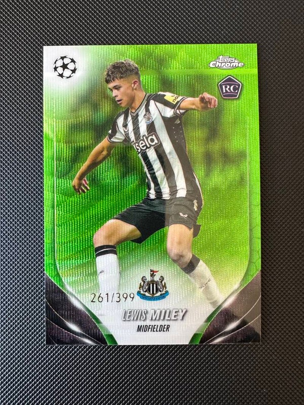 Lewis Miley /399 Rookie Topps Chrome UEFA CC 2023/24 Neon Green Wave #31