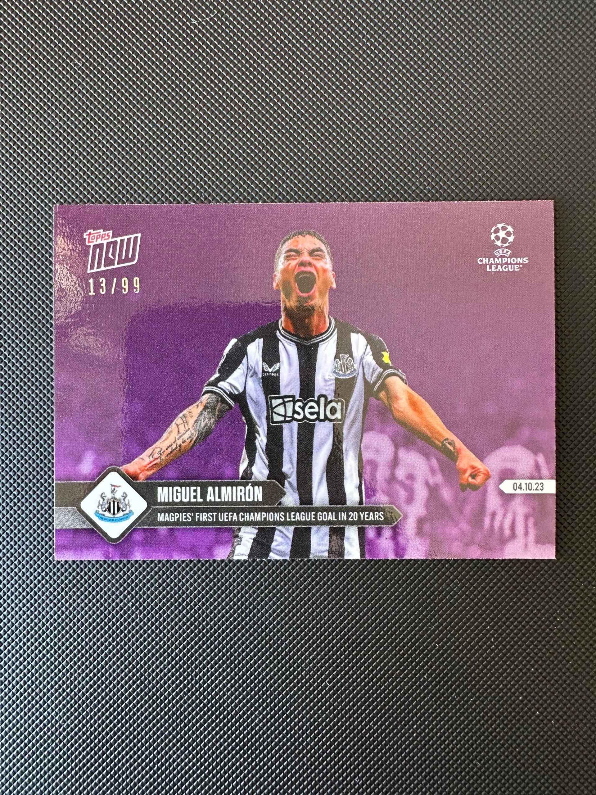 Miguel Almiron /99 Topps Now UEFA CL 2023 Purple Foil -Limited #35