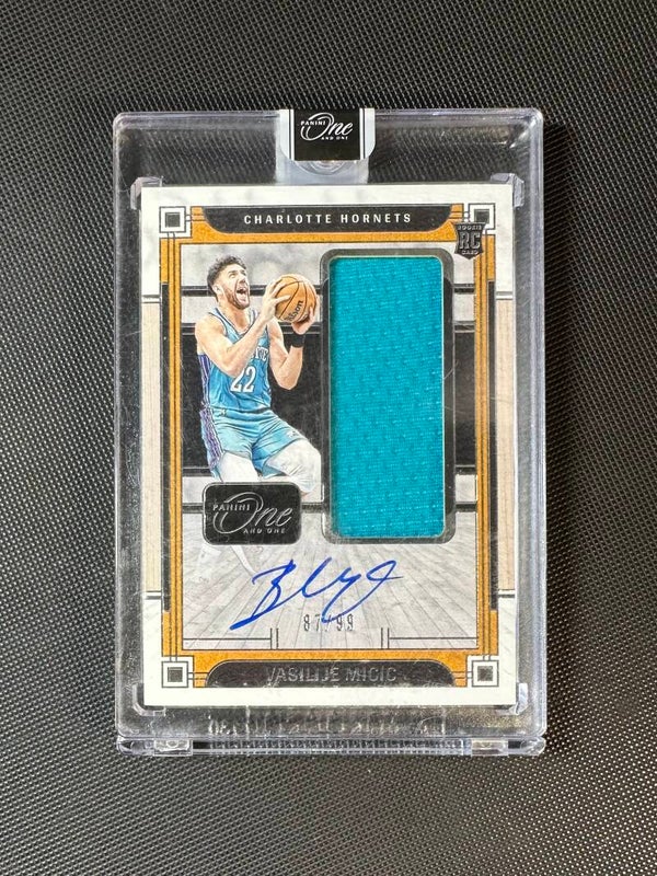 Vasilije Micić /99 Rookie On Card Auto-Patch Panini One And One 2023/24 Rookie Jersey Auto #RJJ-VMC