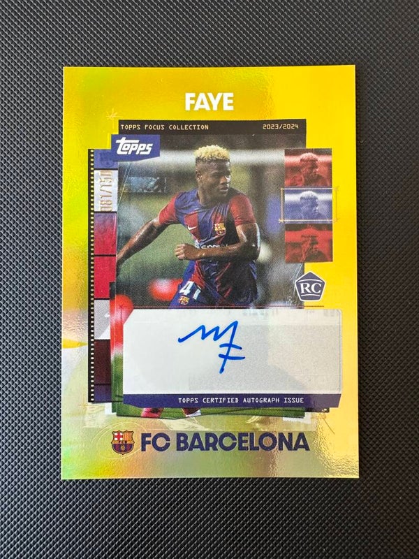 Faye /150 Rookie Auto Topps Barcelona Focus 2023/24 Yellow Snapshot #SA-MF