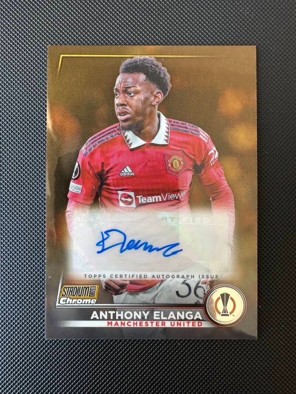 Anthony Elanga /50 Auto Topps Stadium Club Chrome UEFA CL & EL 2022/23 Gold #CA-AE