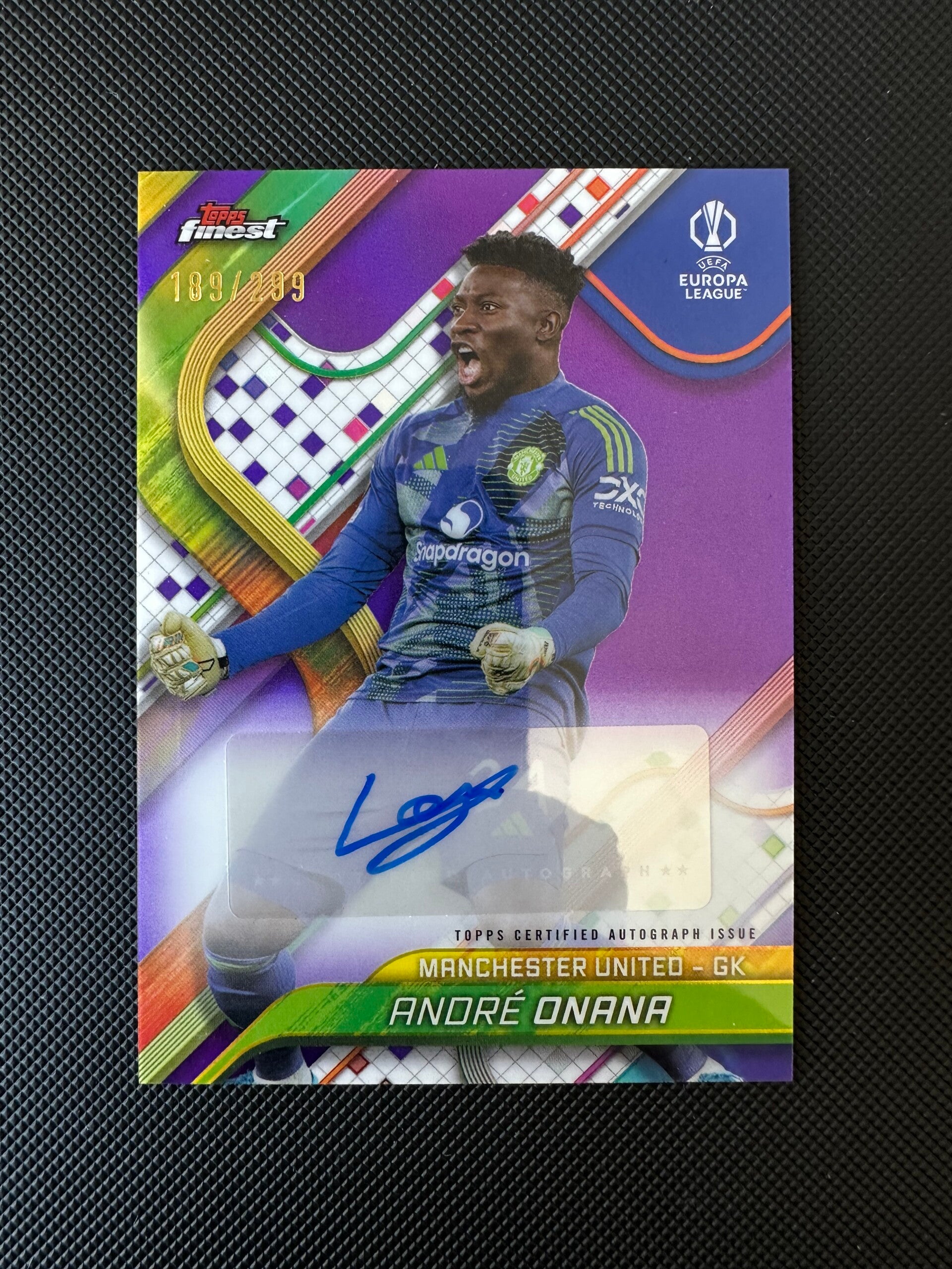 Andre Onana /299 Auto Topps Finest UEFA CC 2024/25 Purple Refractor #BA-ON