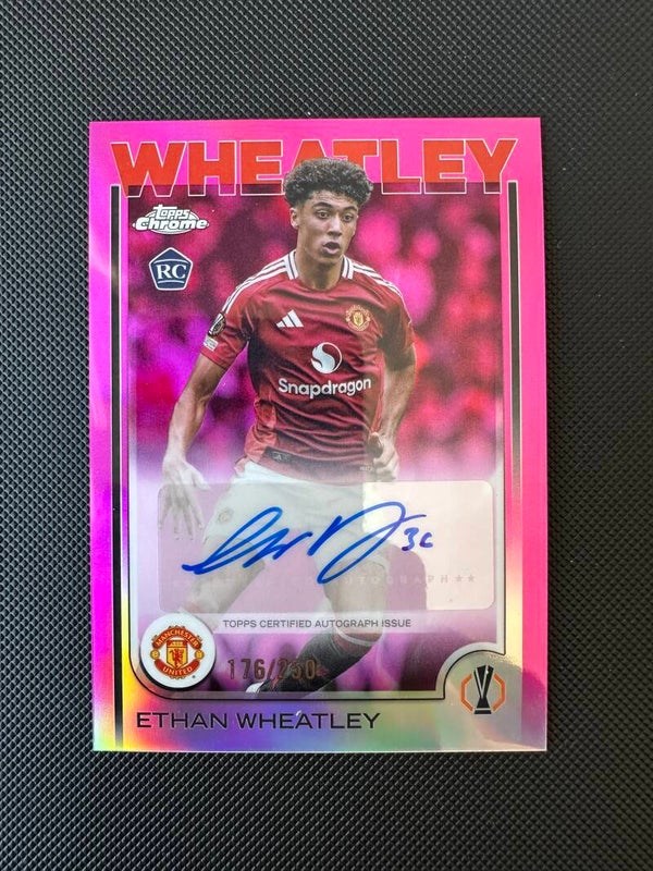 Ethan Wheatley /250 Rookie Auto Topps Chrome UEFA CC 2024/25 Pink Refractor #CA-EW