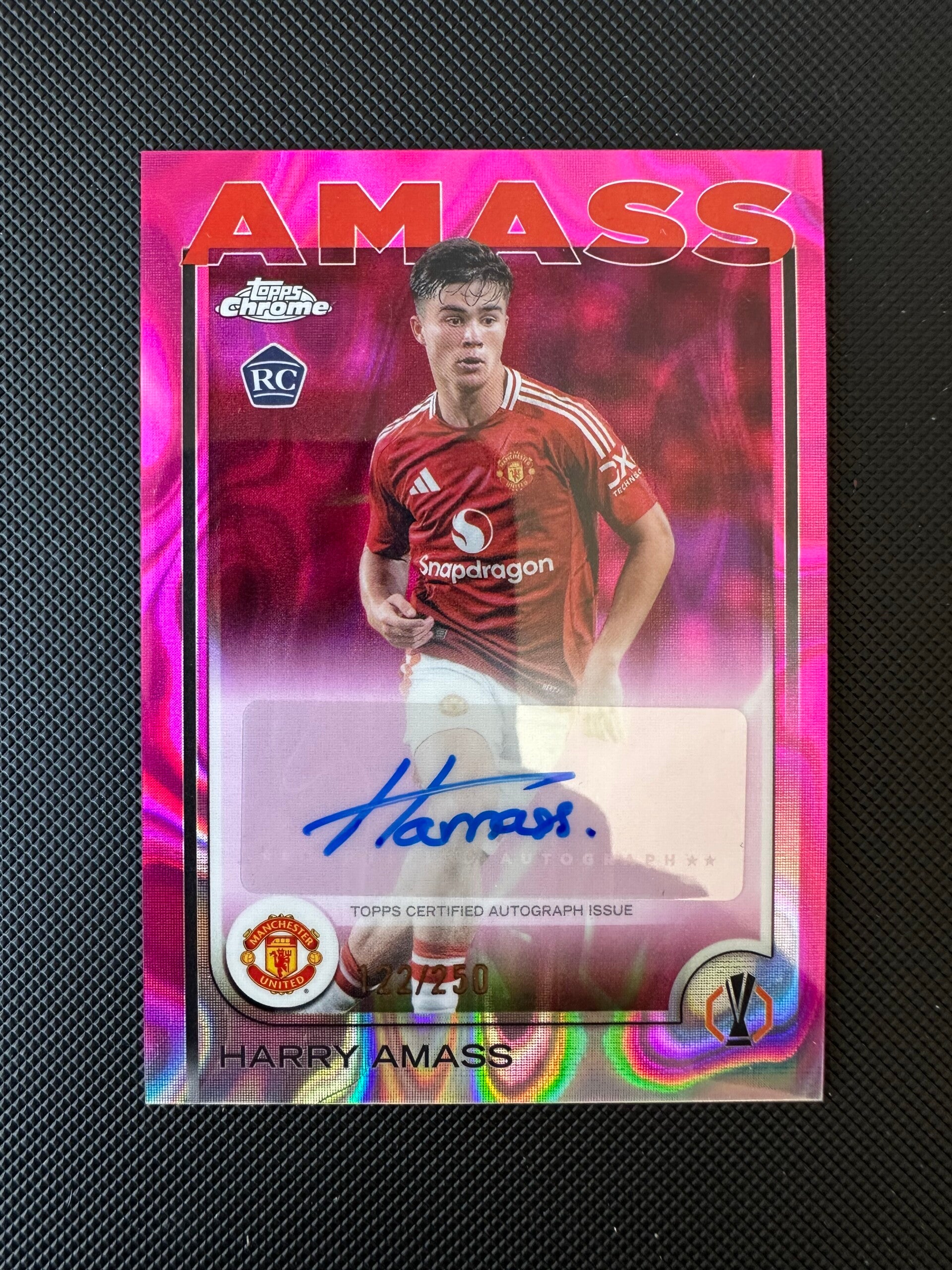 Harry Amass /250 Rookie Auto Topps Chrome UEFA CC 2024/25 Pink Lava Refractor #CA-HA