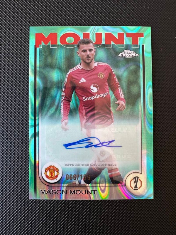 Mason Mount /199 Auto Topps Chrome UEFA CC 2024/25 Aqua Lava Refractor #CA-MT
