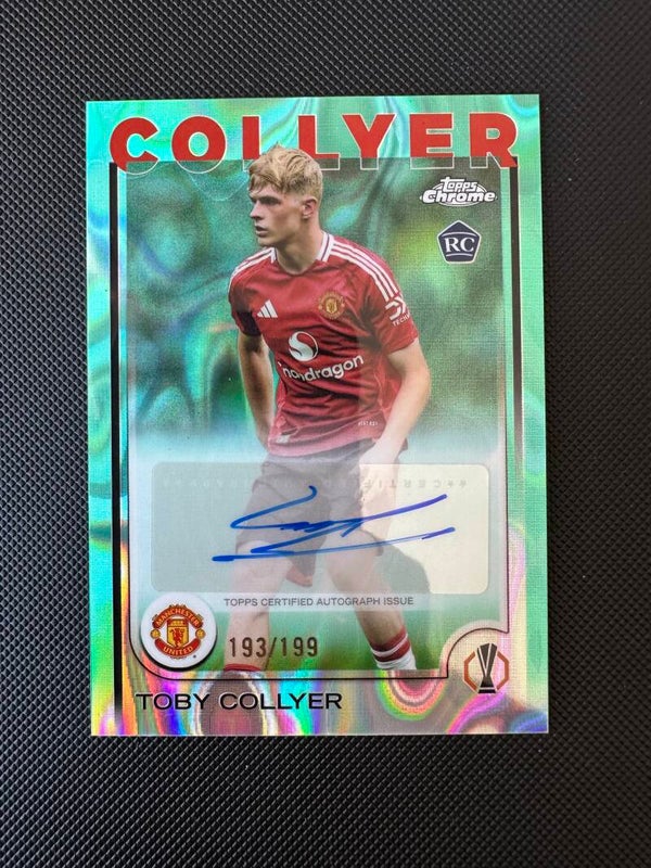 Toby Collyer /199 Rookie Auto Topps Chrome UEFA CC 2024/25 Aqua Lava Refractor #CA-TC
