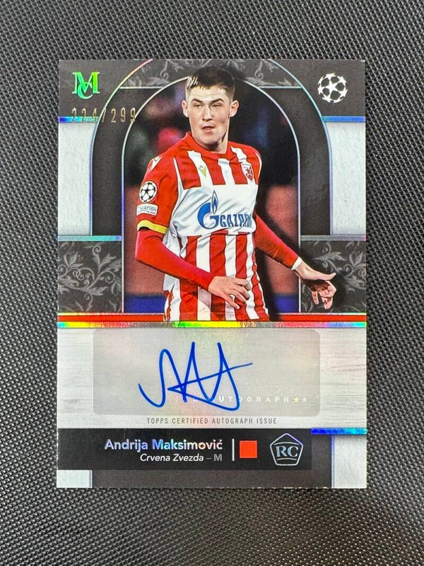Andrija Maksimović /299 Rookie Auto Topps Museum Collection UEFA Club Competitions 2024/25 Museum Rookie Autographs #MRA-AM
