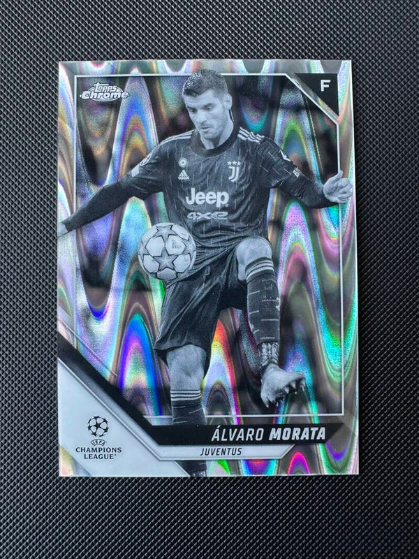 Alvaro Morata Topps Chrome 2022 Black/White Ray Wave Refractor #101