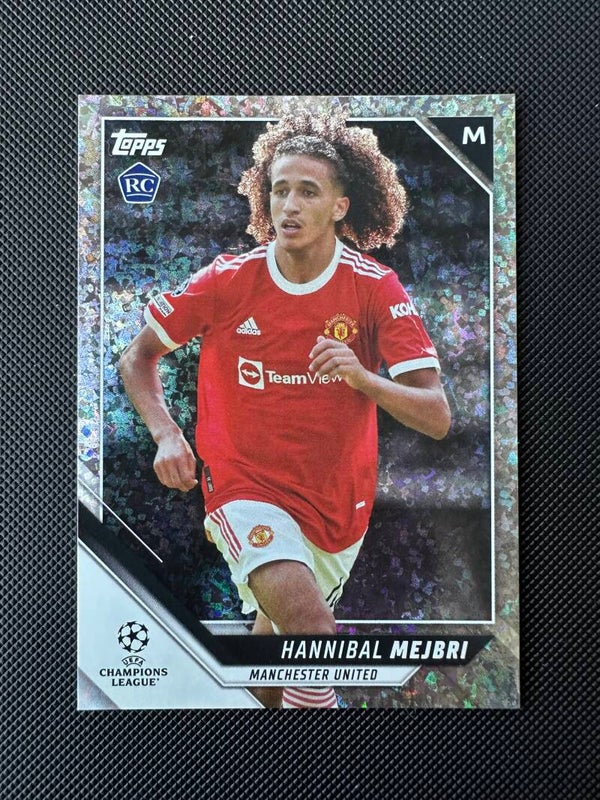 Hannibal Mejbri Rookie Topps UEFA CL 2022 Speckle Refractor #53 MAN. UTD.