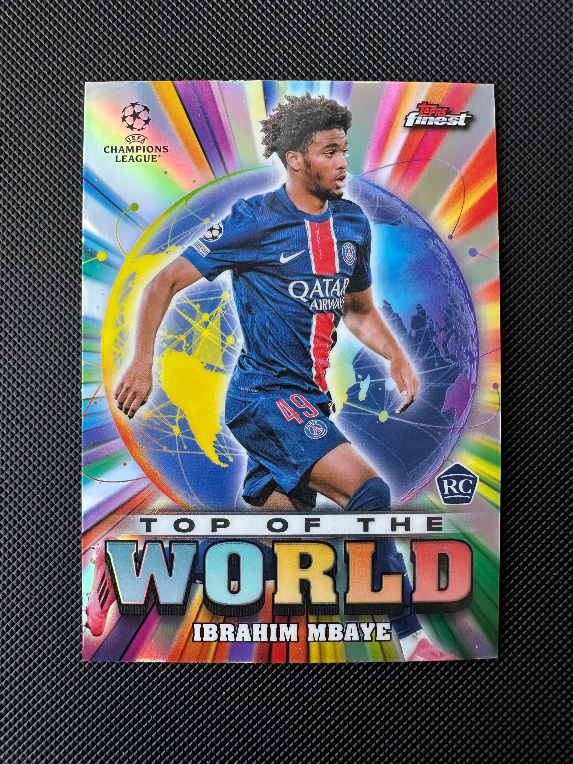 Ibrahim Mbaye Rookie Topps Finest 2025 Top Of The World Refractor #TW-1 PSG