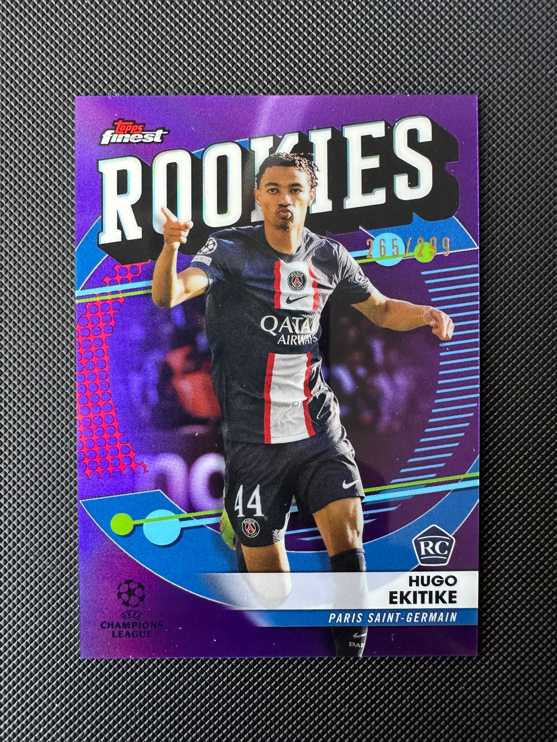 Hugo Ekitike /299 Rookie Topps Finest UEFA CC 2024 Purple Rookies #FR-8 PSG
