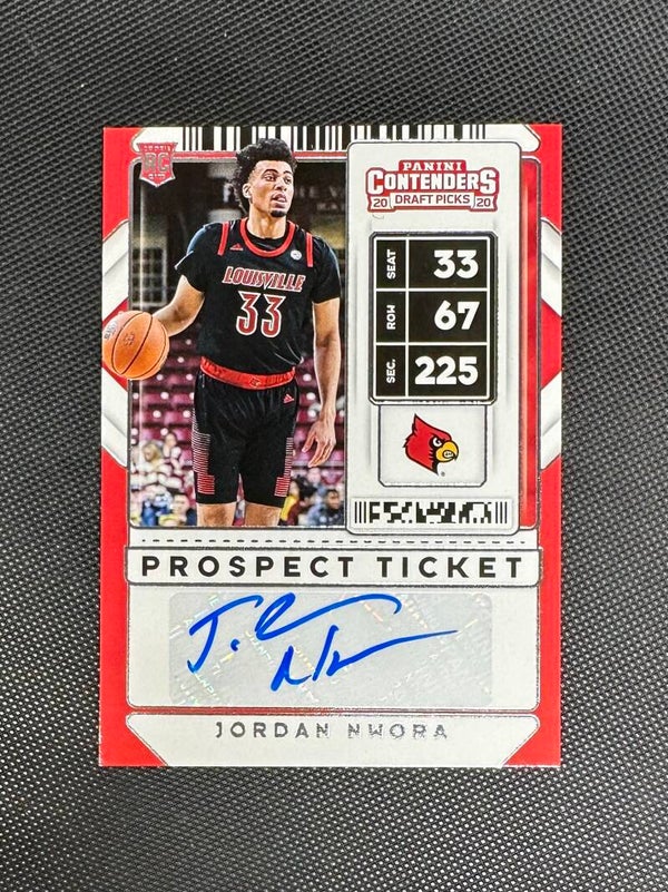 Jordan Nwora Rookie Auto Panini Contenders Draft Picks 2020 Prospect Ticket #83