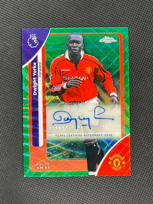 Dwight Yorke /99 Auto Topps Chrome Premier League 2025/26 Chrome Autographs - Green Wave Refractor #CA-DY