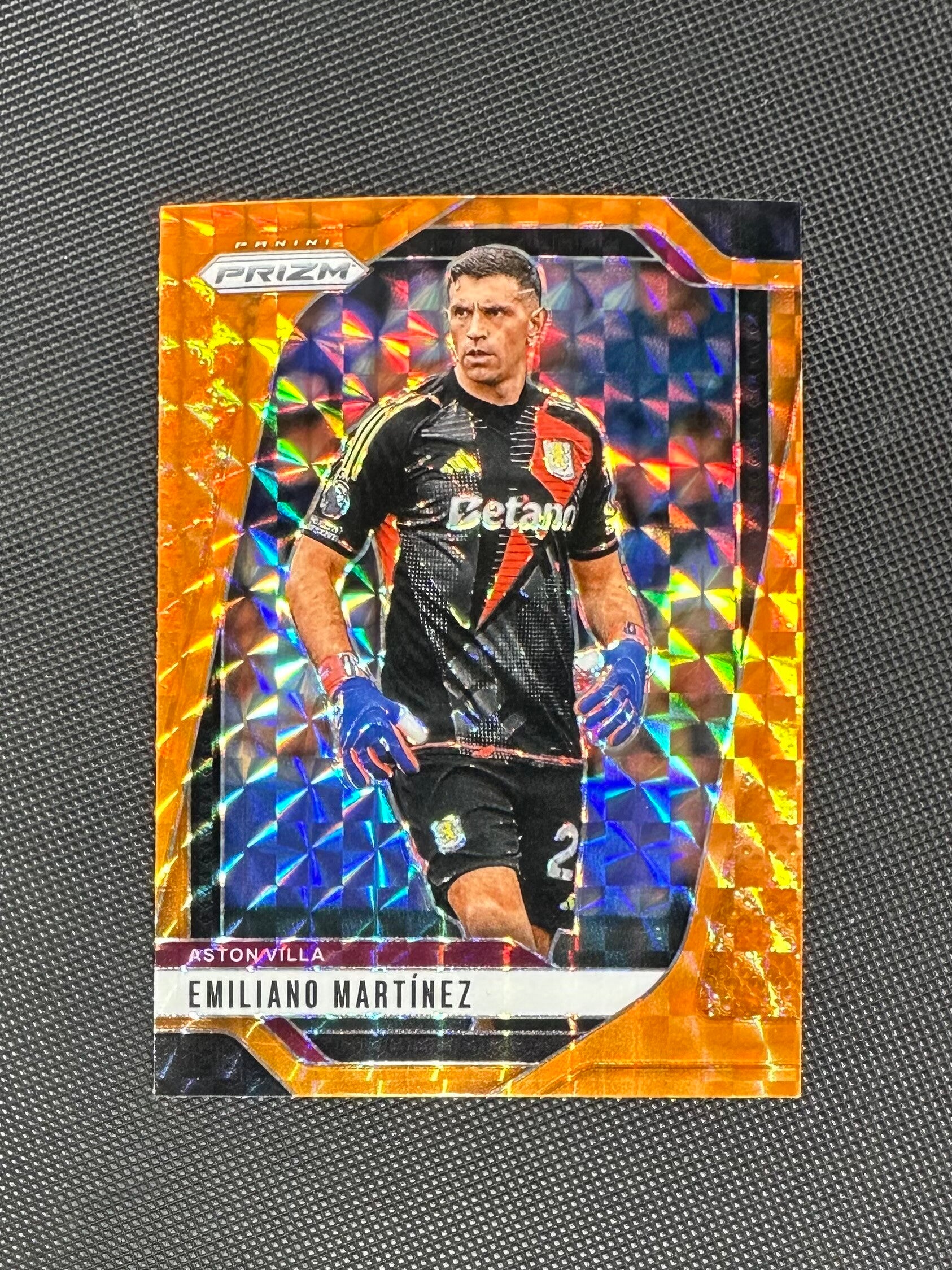 Emiliano Martinez Panini Prizm Premier League 2024/25 Orange Mosaic Prizm #69 ASTON VILLA