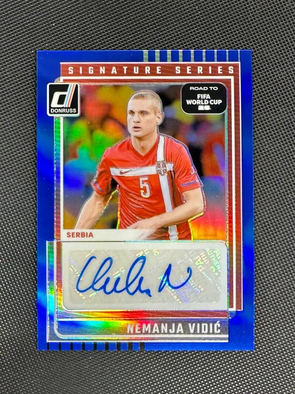 Nemanja Vidić Auto /49 Panini Donruss Road to Fifa World Cup 2025/26 Signature Series Blue #SS-NV
