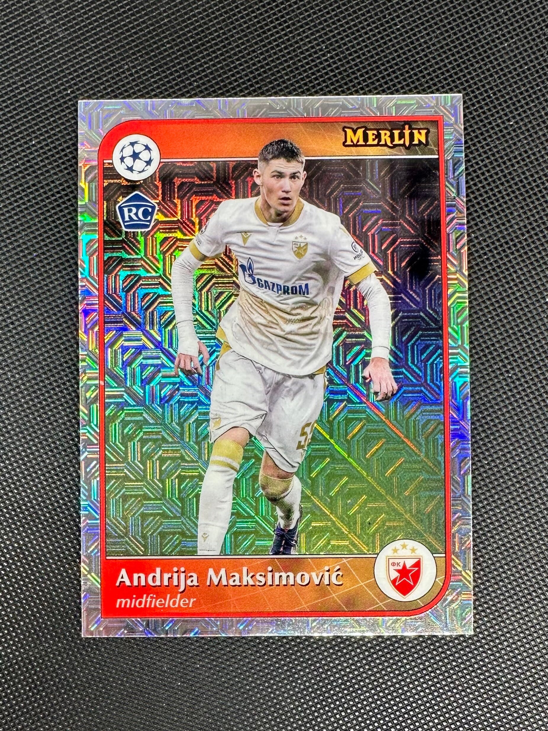 Andrija Maksimović Rookie Topps Merlin UEFA Club Competitions 2024/25 Mojo Refractor #99