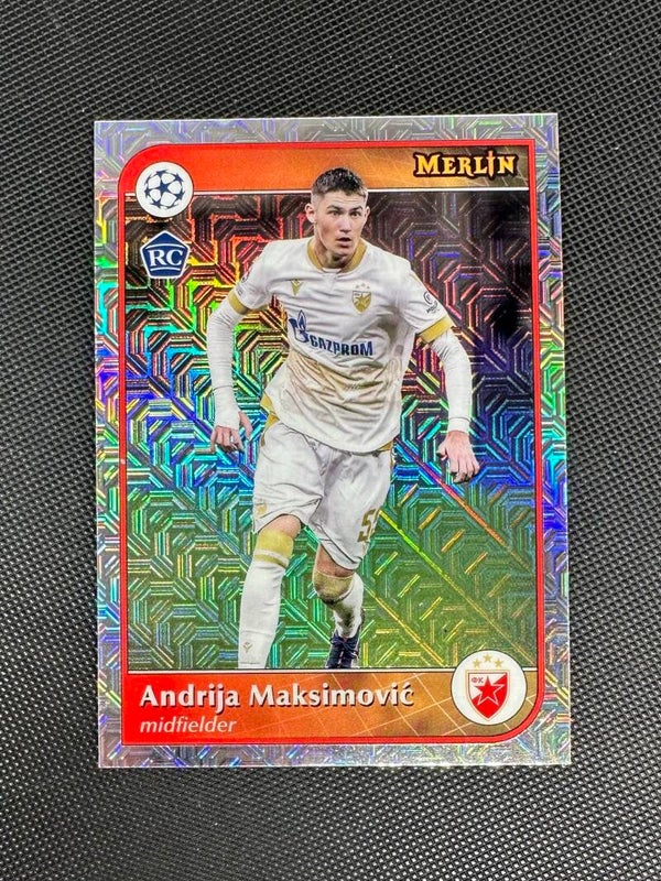 Andrija Maksimović Rookie Topps Merlin UEFA Club Competitions 2024/25 Mojo Refractor #99