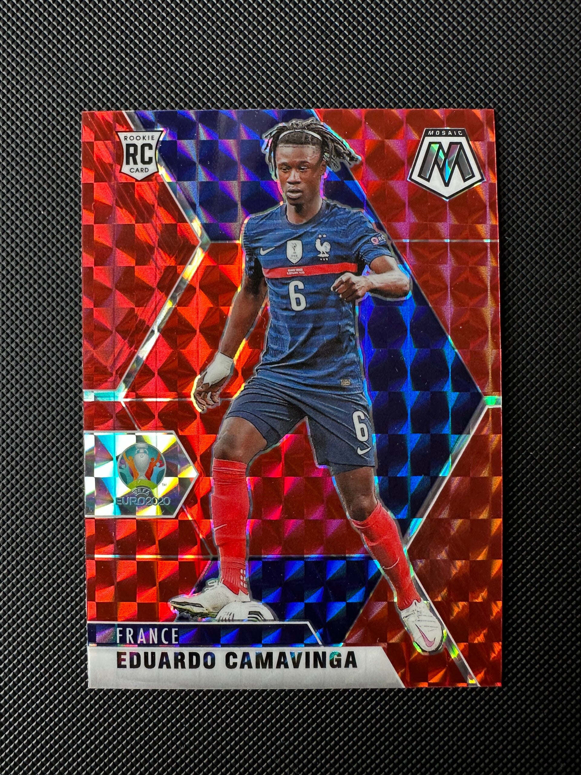 Eduardo Camavinga Rookie Panini Mosaic UEFA Euro 2021 Red Mosaic Prizm #111