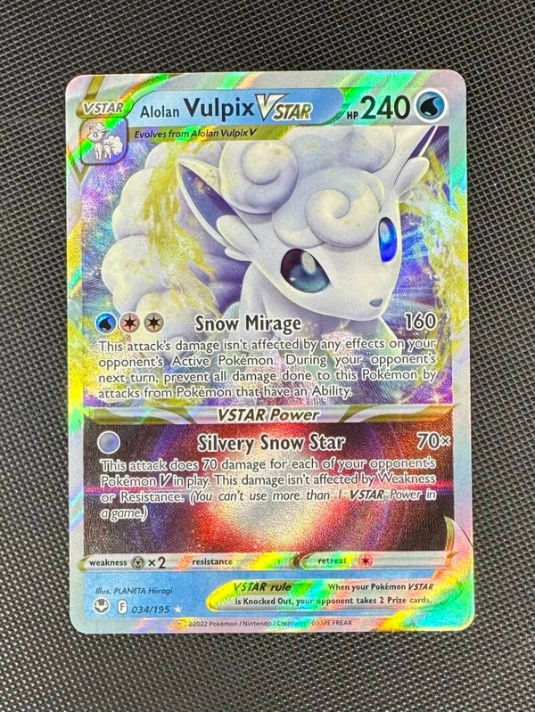 Aloan Vulpix Vstar 034/195 Sword & Shield Silver Tempest - Ultra Rare
