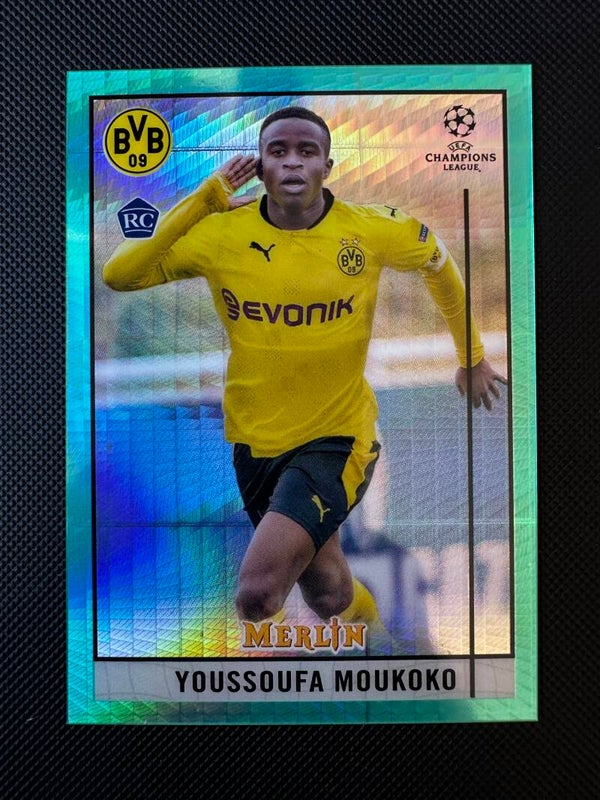 Youssoufa Moukoko Rookie Topps Merlin Chrome UEFA CL 2020/21 Aqua Wave #80