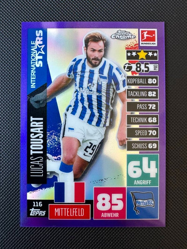 Lucas Tousart /299 Topps Chrome Match Attax Bundesliga 2020/21 Purple Refractor- Internationale Stars #116 HERTHA BSC
