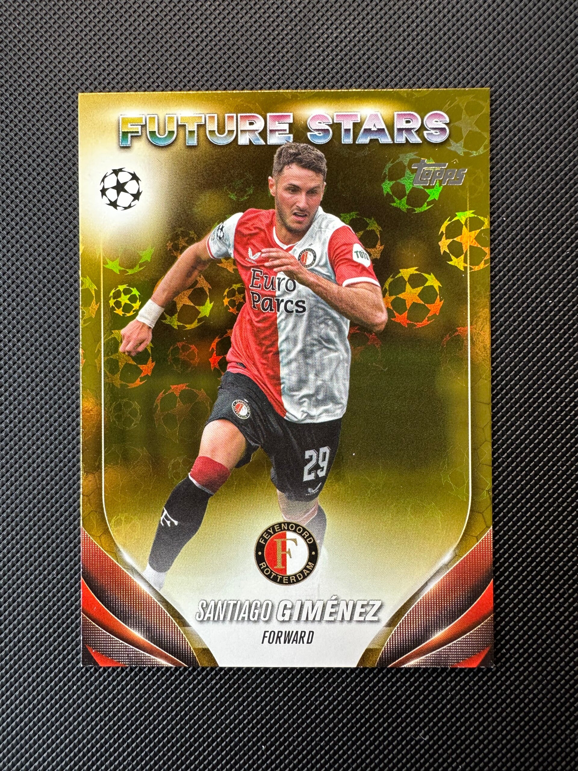 Santiago Gimenez Topps UEFA CL 2024 Gold Starball Foil - Future Stars #195 FEYENOORD
