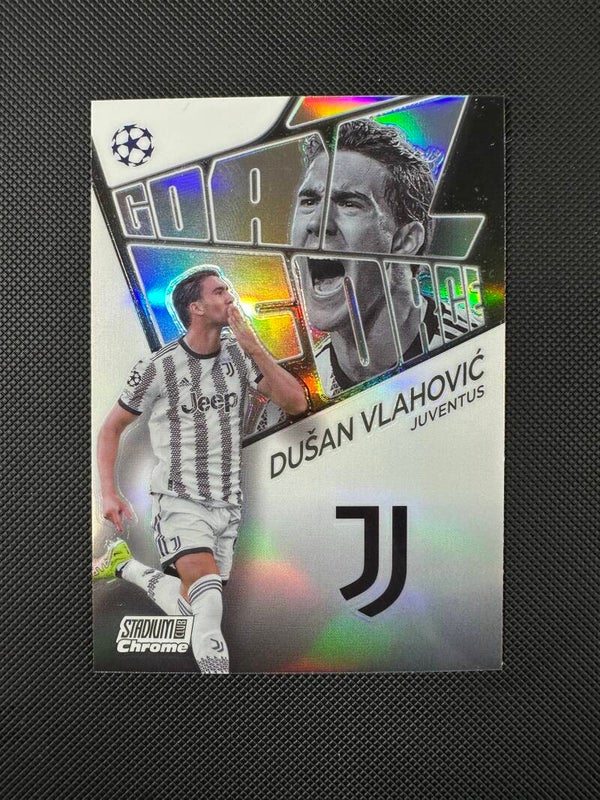 Dušan Vlahović Topps Stadium Club Chrome 2023 Goal Force Refractor #GF-DV