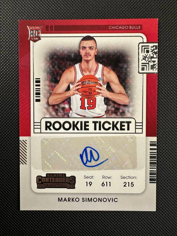 Marko Simonović Rookie Auto Panini Contenders 2021/22 Rookie Ticket #157