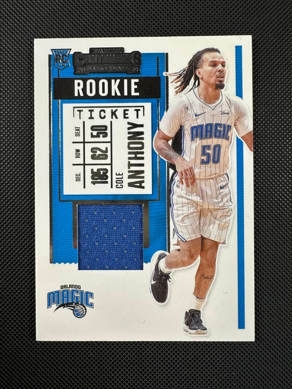 Cole Anthony Rookie Patch Panini Contenders 2020/21 Rookie Ticket Swatches #RS-CAN