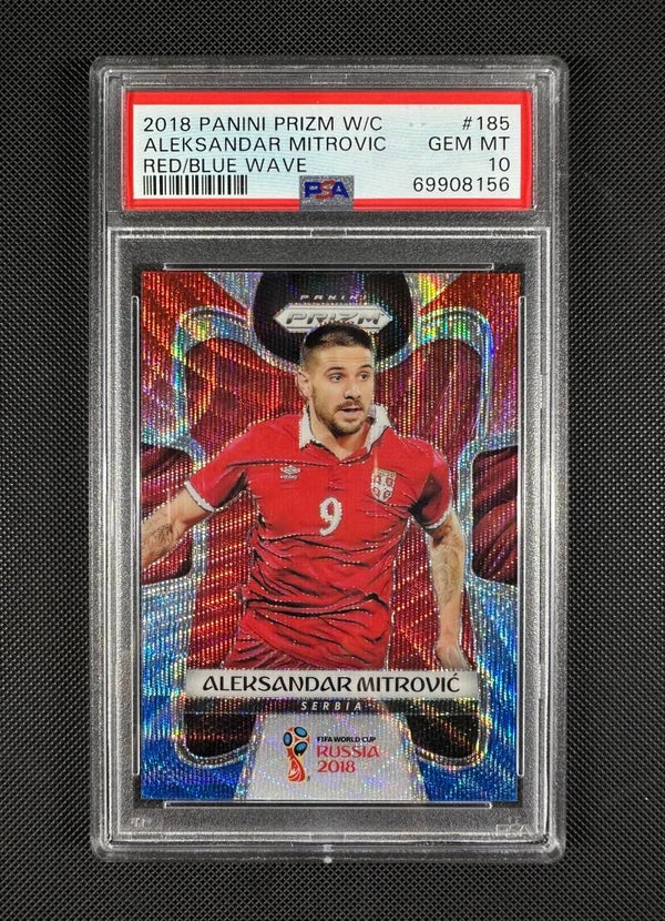 Aleksandar Mitrović PSA10 Panini Prizm World Cup (Russia) 2018 Red/Blue Wave Prizm #185