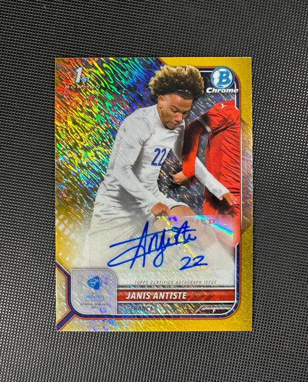 Janis Antiste /50 Auto Bowman Chrome-Road To UEFA U21 Euro23 2022 U21 Chrome Prospect Auto-Gold Shimmer #CA-JA