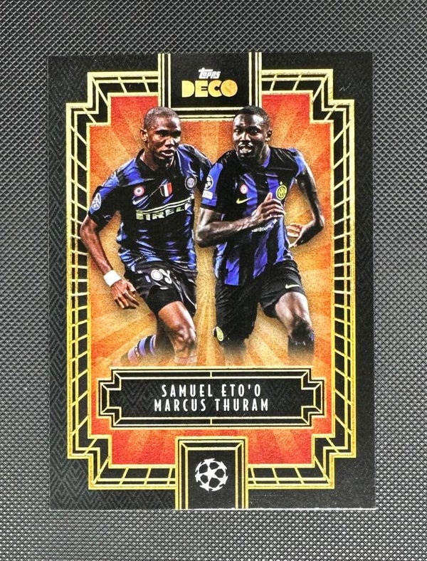 Samuel Eto'o/Marcus Thuram Topps Deco UEFA Club Competitions 2023/24 Then & Now