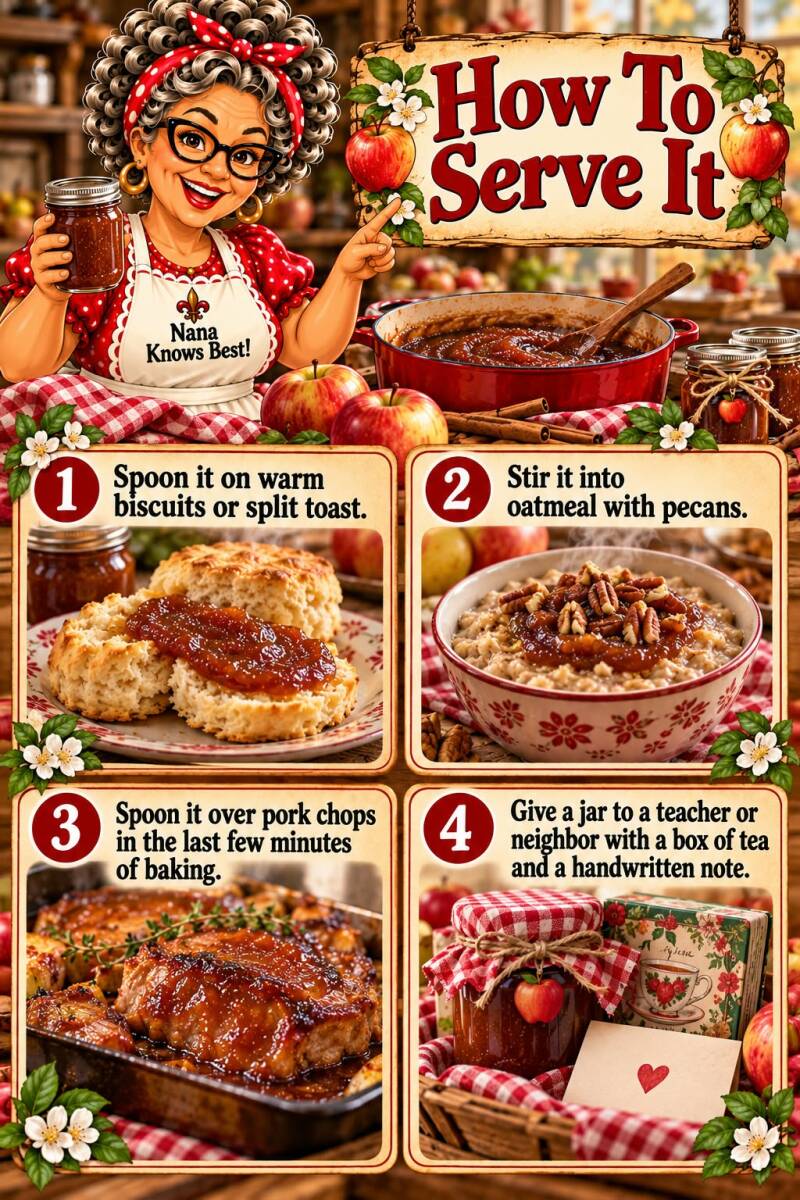 How to serve apple butter on biscuits, oatmeal, pork chops, or as a gift jar
