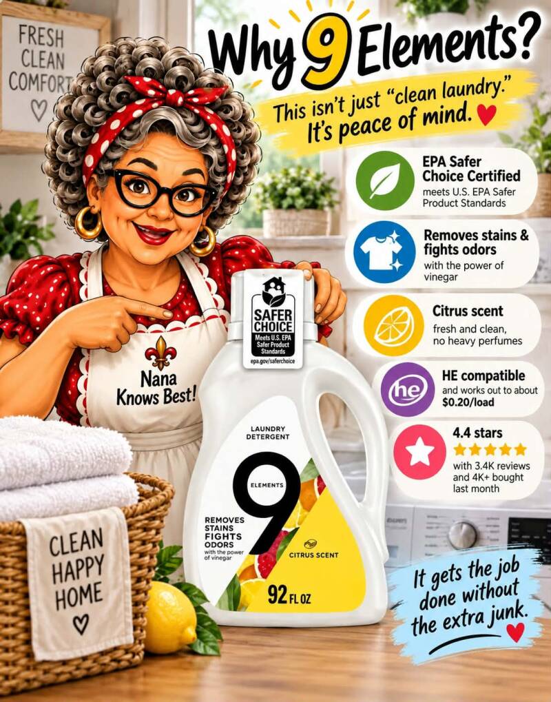 Infographic: why choose 9 Elements EPA Safer Choice laundry detergent