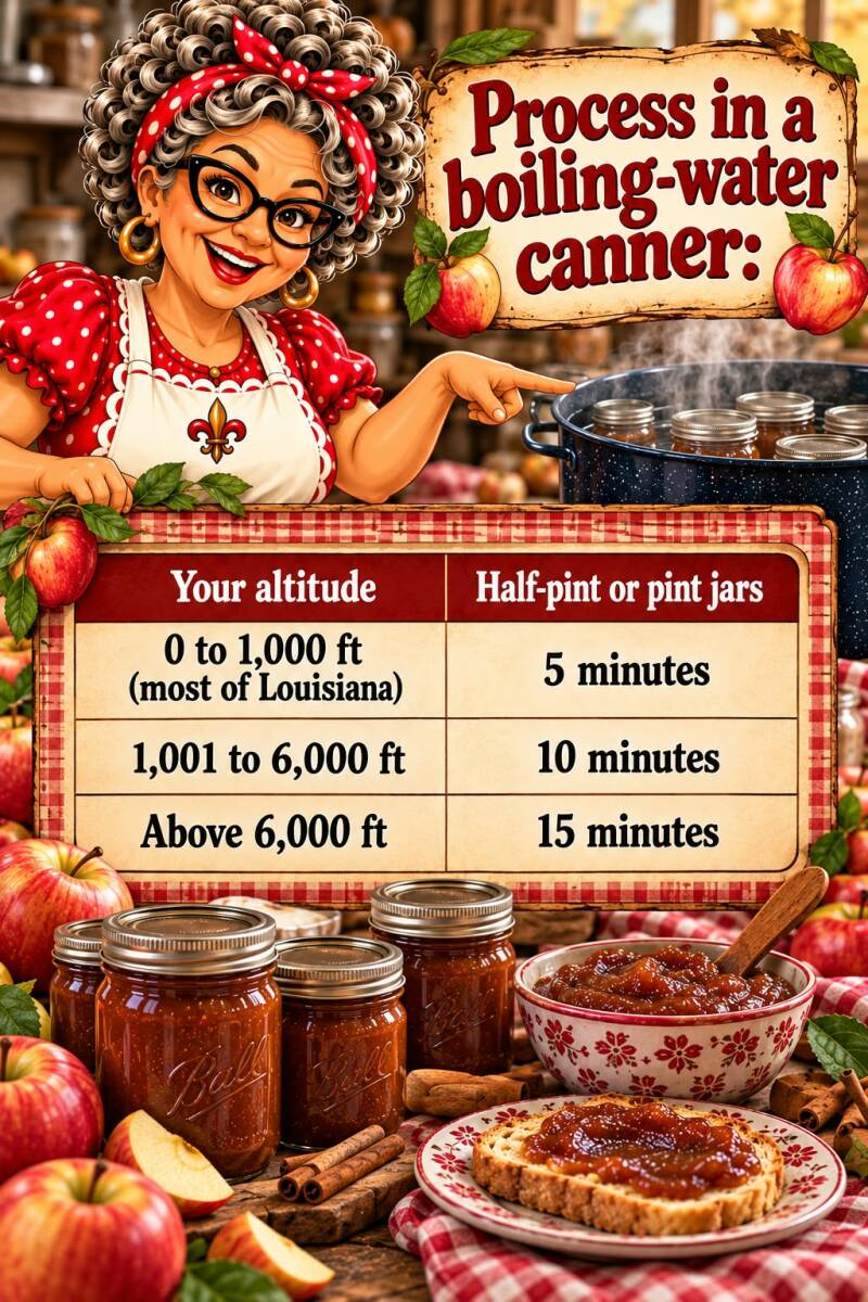 Apple butter canning processing times by altitude for half-pint and pint jars