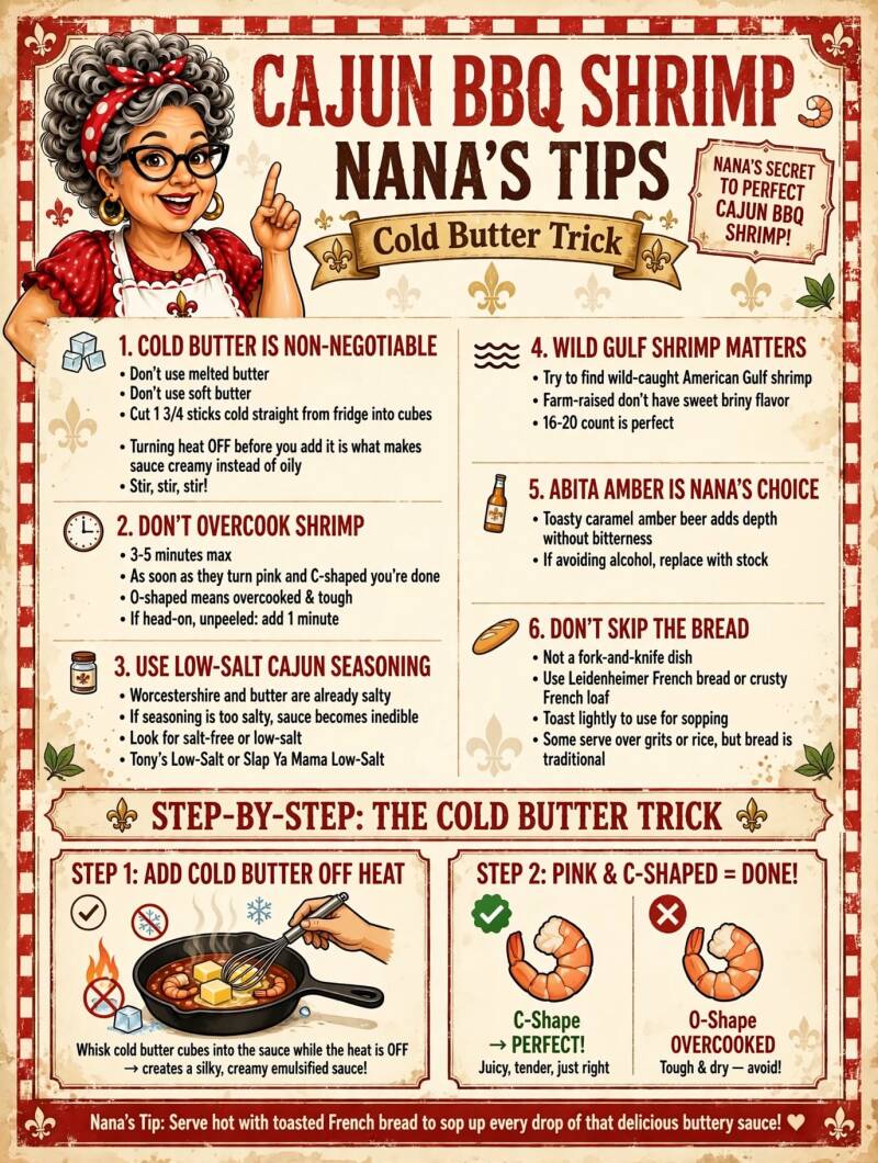 Infographic: Nana's cold butter trick for Cajun BBQ shrimp sauce