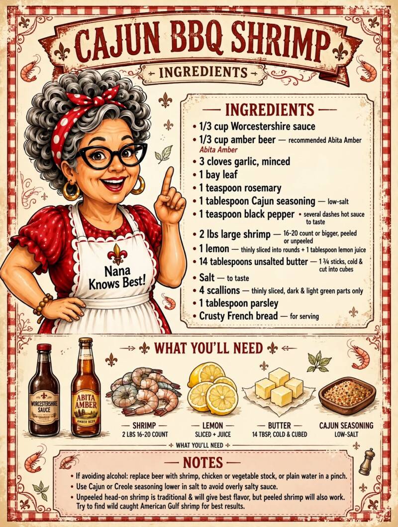 Infographic: ingredients for Cajun BBQ shrimp