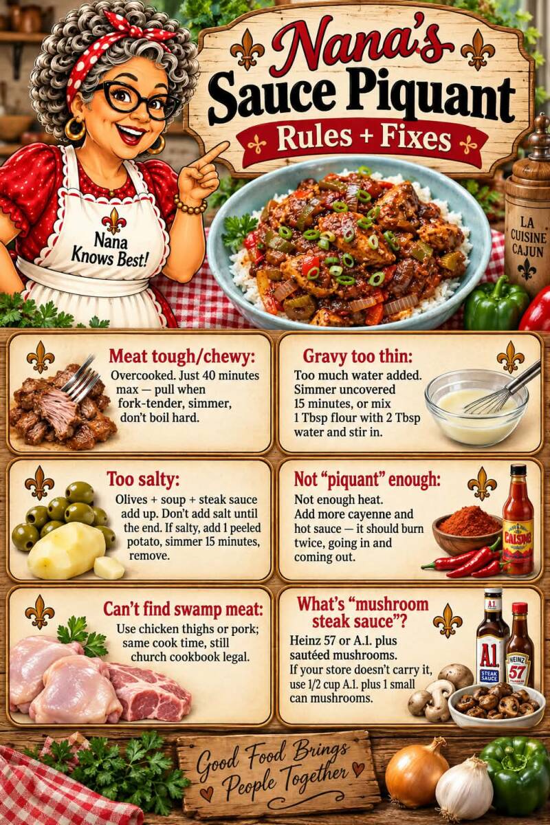 Infographic: Nana's sauce piquant troubleshooting rules and fixes
