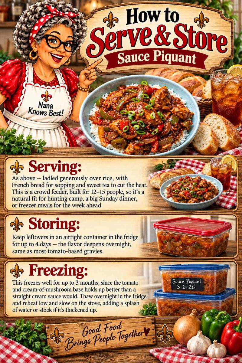 Infographic: how to serve, store, and freeze sauce piquant