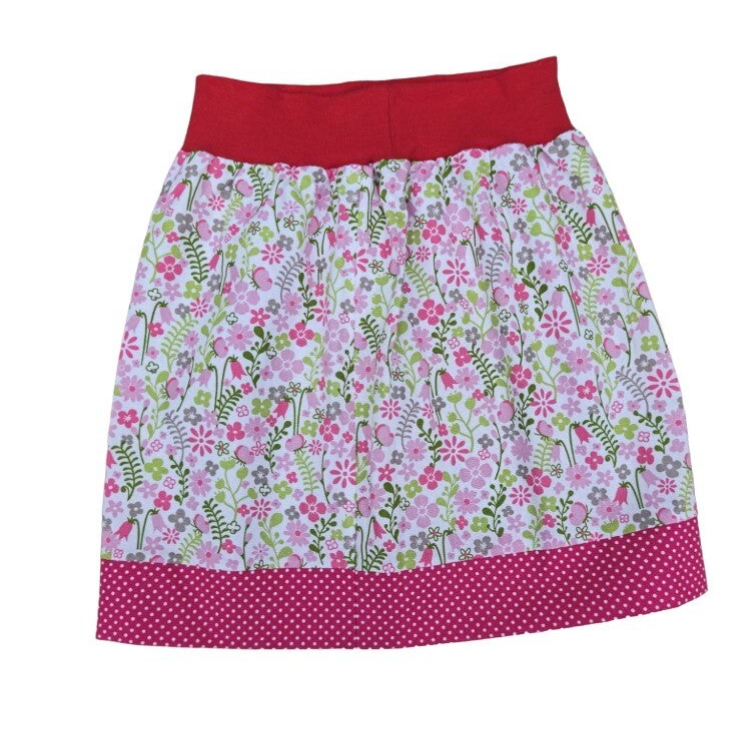 ROCK Blumen mit Saum Rot mit weißen Punkten
