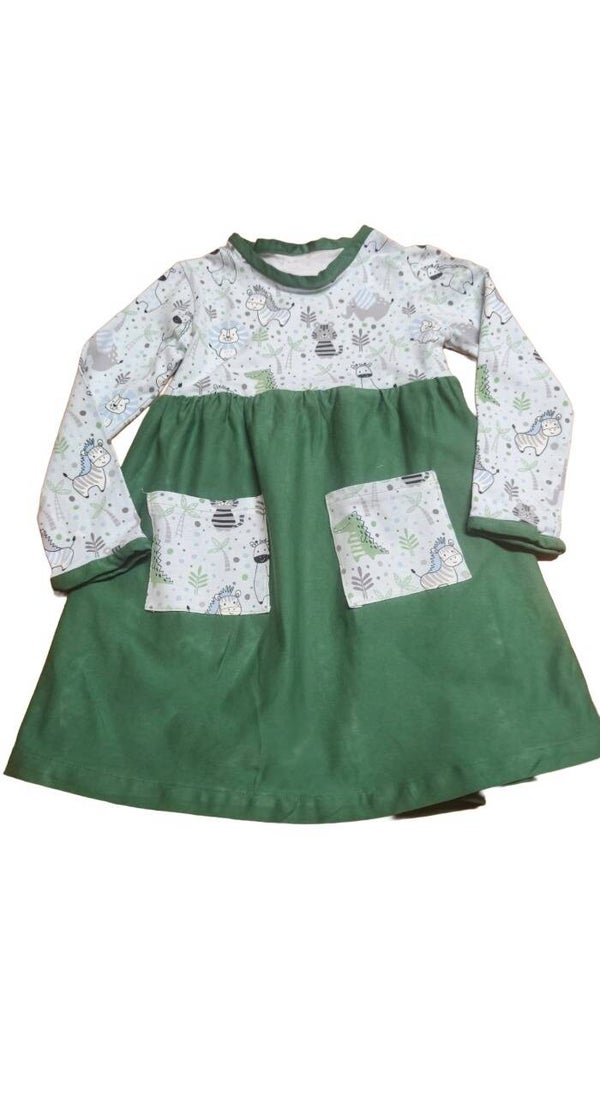 KINDERKLEID Savannentiere mit aufgesetzten Taschen