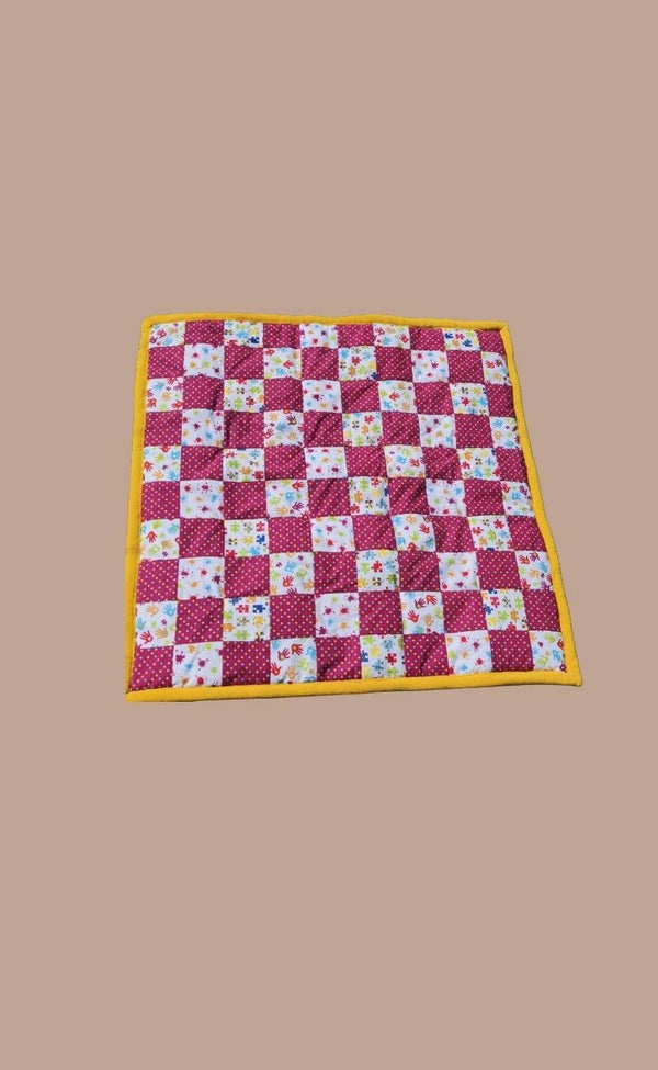 PATCHWORKDECKE bunt/ weinrot