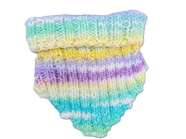 SCHAL-LOOP türkis gelb flieder Pastell gestrickt