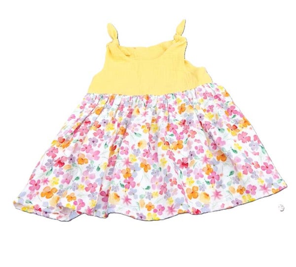 SOMMERKLEID Blumentanz mit gelben Oberteil