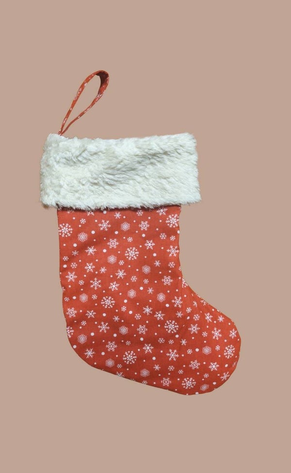 NIKOLAUSSTIEFEL Schneekristalle rot